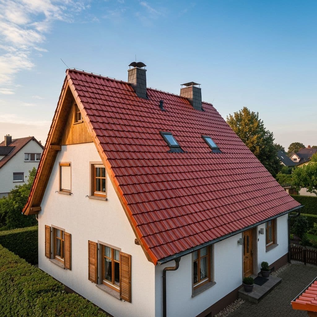 Einfamilienhaus mit lasierten Dachziegeln